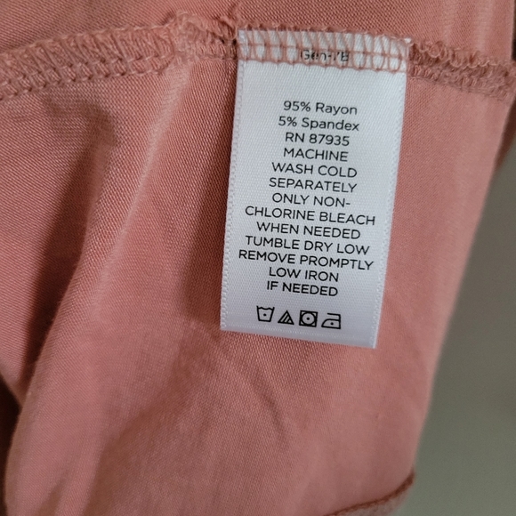 LOGO by Lori Goldstein Peach Pink Gray 3/4 Sleevele Chic Tunic Top S - Picture 7 of 7